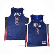 Camiseta USA 2024 LeBron James #6 Azul