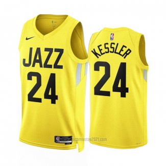 Camiseta Utah Jazz Walker Kessler #24 Icon 2022-23 Amarillo