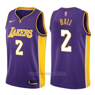 Camiseta Los Angeles Lakers Lonzo Ball #2 2017-18 Violeta