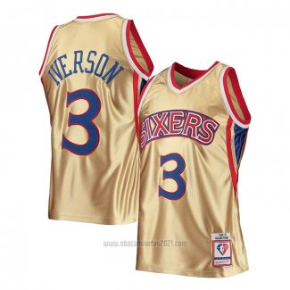 Camiseta Philadelphia 76ers Allen Iverson #3 Mitchell & Ness 1996-97 Oro