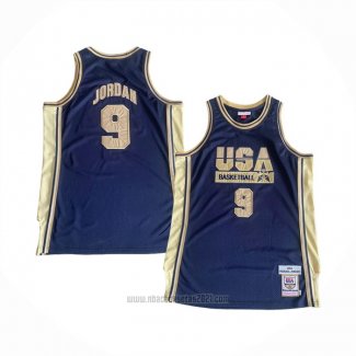 Camiseta USA 1992 Michael Jordan #9 Azul Oro