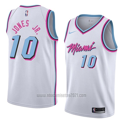 Camiseta Miami Heat Derrick Jones Jr. #10 Ciudad 2018 Blanco Baratas